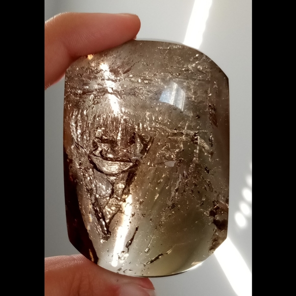 HUGE Enhydro Smoky Quartz Crystal w/ 🌈s, Polished (see video) - Picture 3 of 8